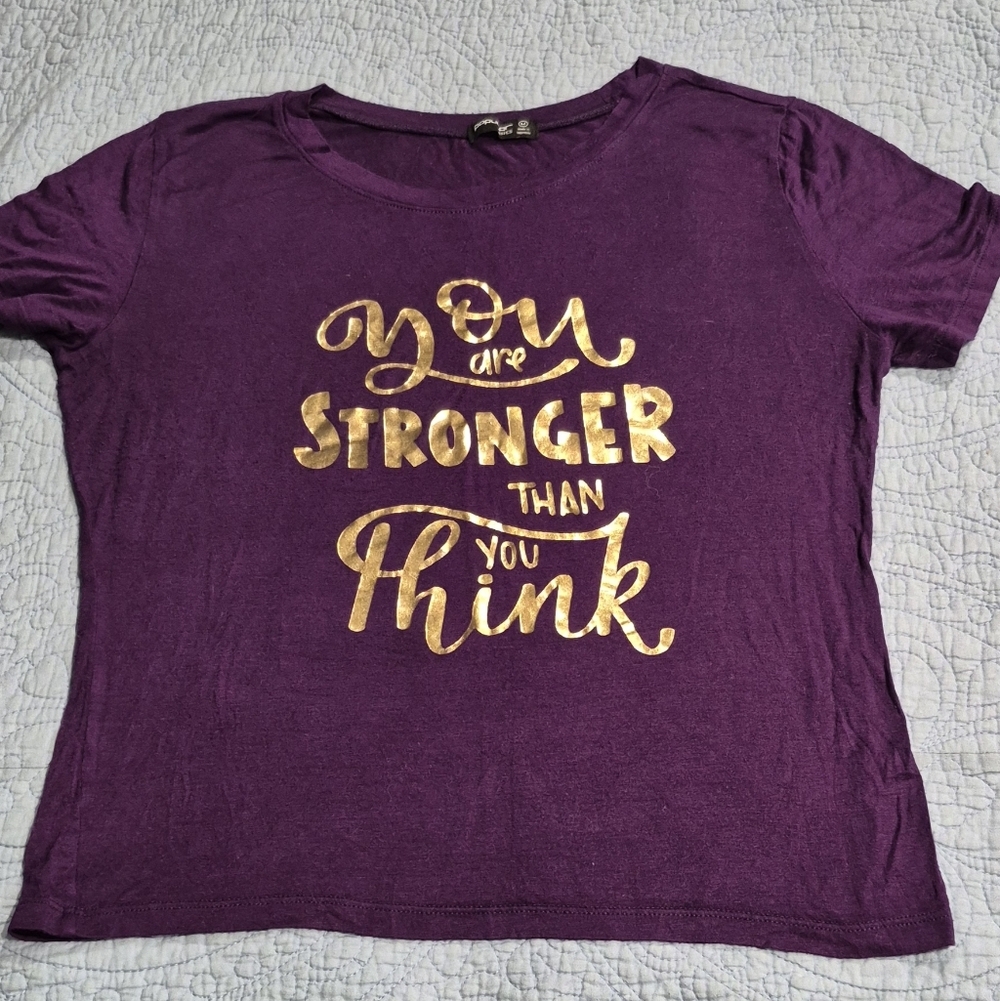 Popular Basics Violet Tee with Metallic Text